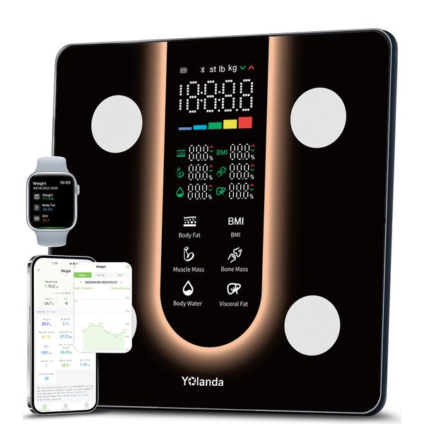 Yolanda Bluetooth Smart Body Fat Scale with LED Display and App Control  
