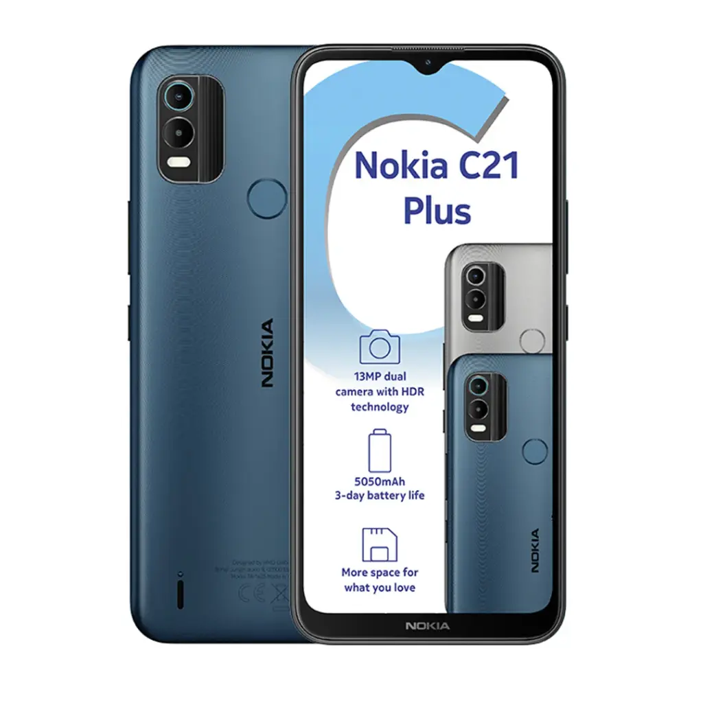 Nokia C21 Plus 32GB Dual Sim -Dark Cyan, 6.5" HD+ Display | 4000mAh Battery - Sim1=MTN Sim2=Open