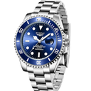 ZUNPAI Men's Luxury Waterproof Sports Stainless Steel Wristwatch - Blue, Silver