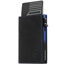 Dodensha (DDS) Pop-Up Aluminum RFID Trifold Leather Slim Wallet - Black, Blue