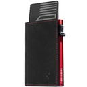 Dodensha (DDS) Pop-Up Aluminum RFID Trifold Leather Slim Wallet - Black, Red