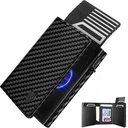Dodensha (DDS) Pop-Up Aluminum RFID Trifold Leather Slim Wallet - Black, Carbon