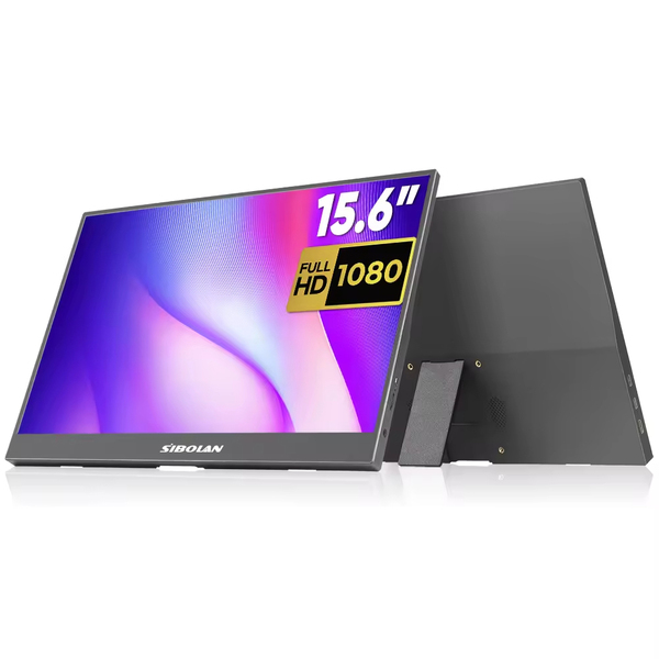 Sibolan 15.6" Portable FHD HDR Monitor Plug-and-Play with Speakers and HDMI