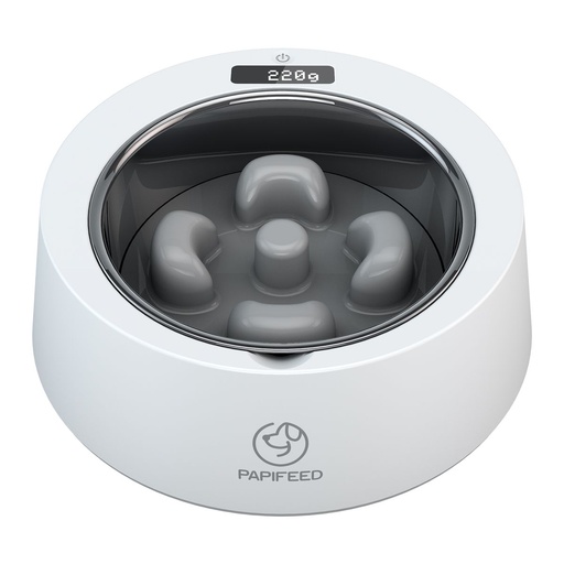 [5689] PAPIFEED Smart Stainless Steel Slow Feeding Bowl With Weight Display 500g