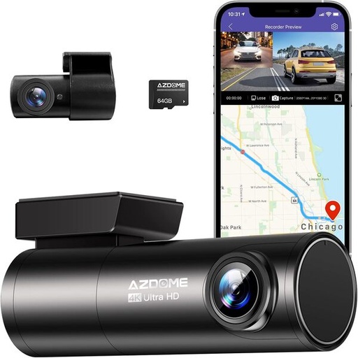 [7061] AZDOME M300S 4K Dual Dash Cam - Front and Rear Car Camera with 5G WiFi,/GPS