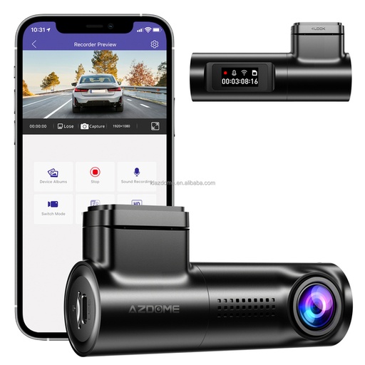 [7067] AZDOME M330 FHD Dash Cam - 1080P Front Camera with Built-in WiFi, Voice Control