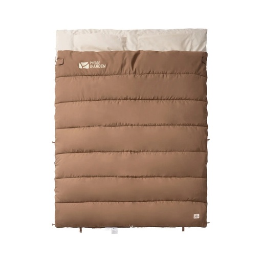 [7081] Mobi Garden Double Sleeping Bag - 3.2kg Ultra-Wide 2-Person Sleeping Bag - Brown