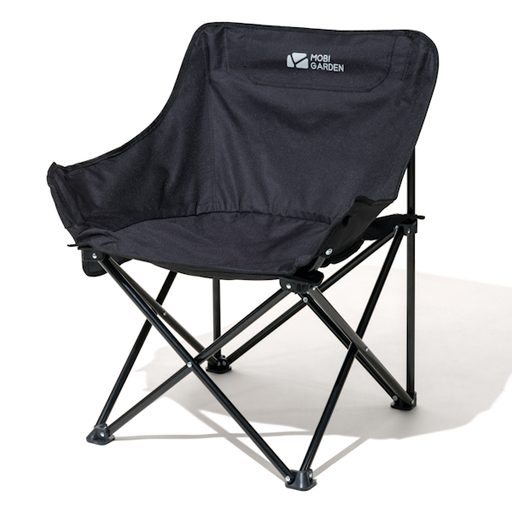 [7110] Mobi Garden Moon Chair - Compact Folding Camping Chair with Padded Seat - Black