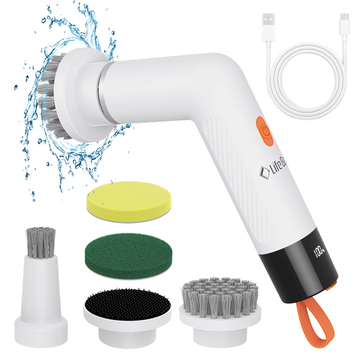 [7170] Life Basis USB 5-in-1 Electric Spin Scrubber - Cordless Cleaning Brush