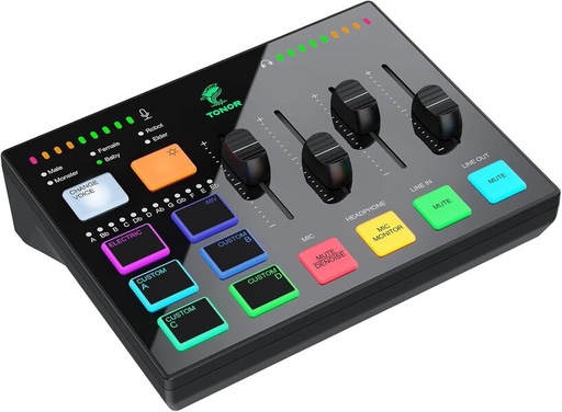 [7297] TONOR TX310 Gaming Audio Interface RGB Mixer with XLR & 6.5mm Input