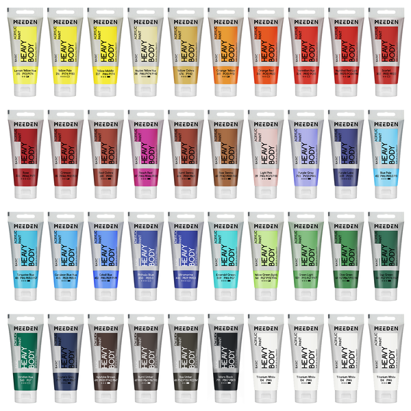 [7427] MEEDEN Heavy Body Acrylic Paint Set - 40 Tubes (100ml), 36 Colors + 4 White
