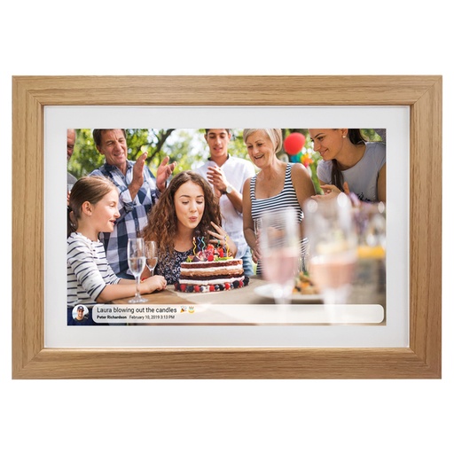 [7507] 21.5 Inch WiFi Digital Photo Frame with Wood Finish, Android, 32GB Storage